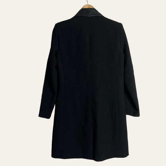 Waverly Grey Hudson Black Leather Trim Single Breasted Car Coat Size M - Picture 9 of 11